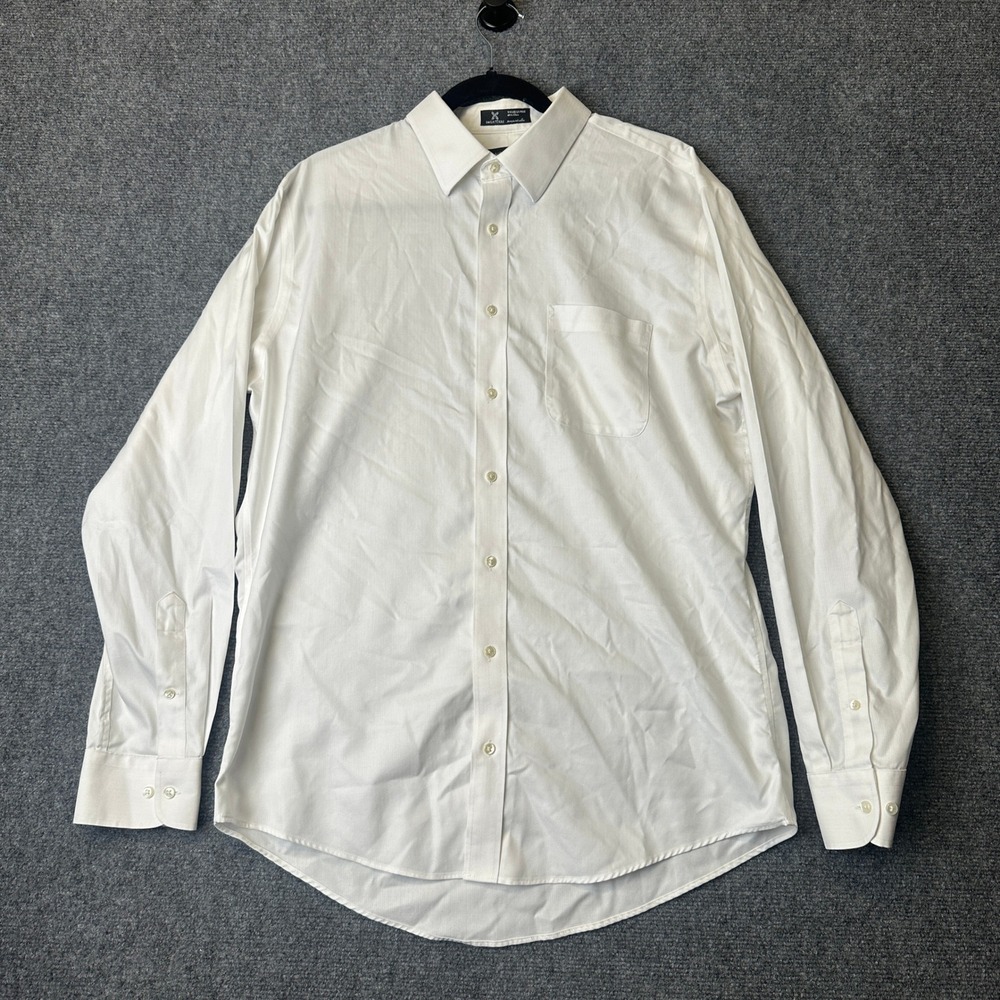 Nordstrom Dress Shirt Mens 16.5 34-35 White Smartcare Trim Fit Herringbone Shirt